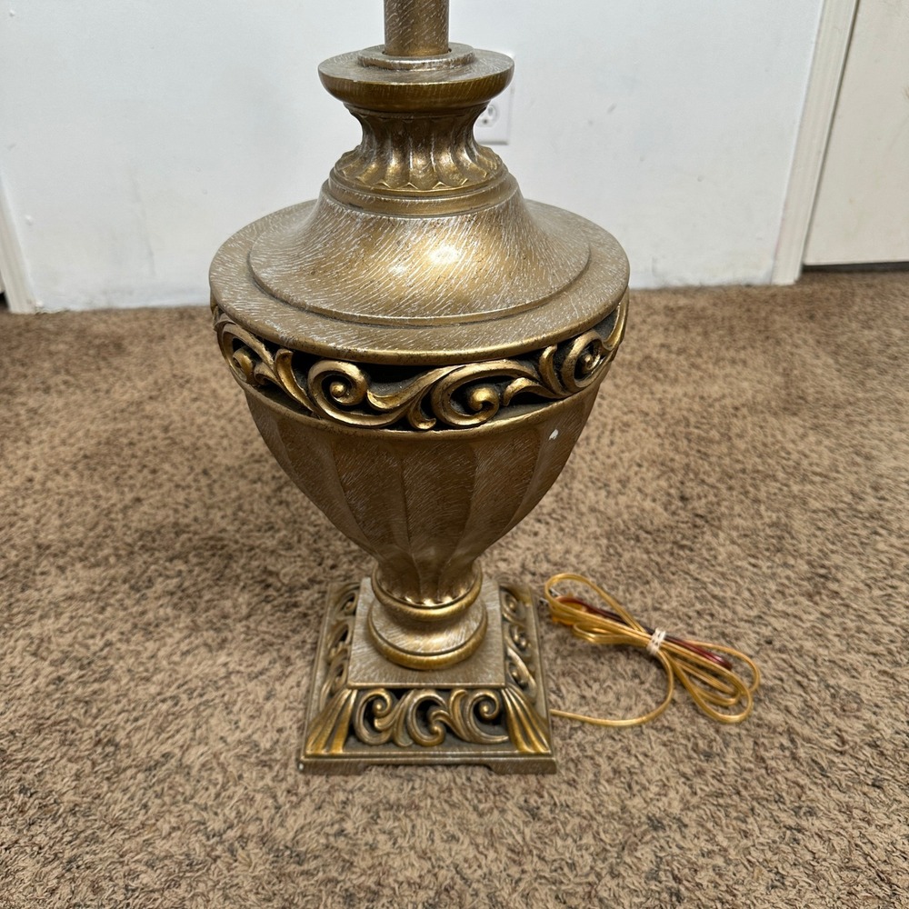 Vintage Style Antiqued Gold Urn Table Lamp Base Ornate Scroll Tradition READ